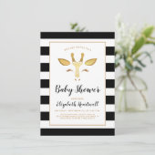 Schattige Giraffe Gezicht Goud Zwart Baby shower Kaart (Staand voorkant)