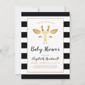 Schattige Giraffe Gezicht Goud Zwart Baby shower Kaart (Voorkant)