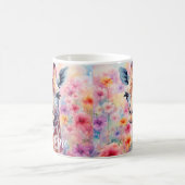 Schattige Giraffe Gezicht met Roze Bloemen Koffiemok (Center)