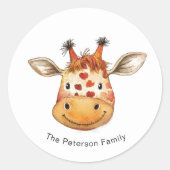 Schattige Giraffe hoofd Ronde Sticker (Voorkant)