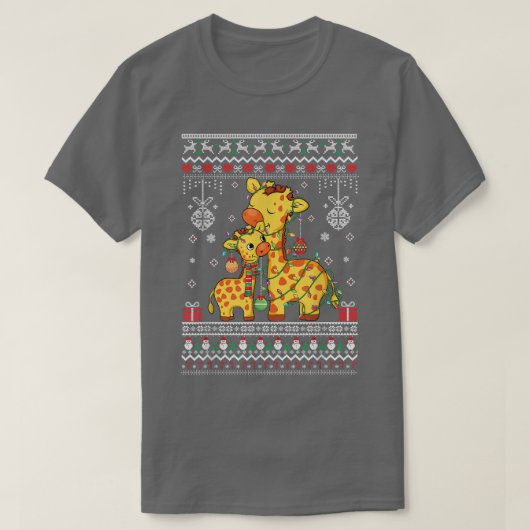 schattige Giraffe houdt van Xmas lelijke wonderbaa T-shirt (Design voorkant)