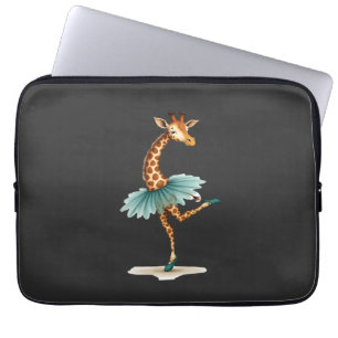 Schattige giraffe in een tutu die danst als een ba laptop sleeve