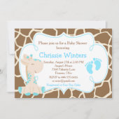 Schattige Giraffe Jongen Blauwe Baby Shower Kaart (Voorkant)
