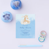 Schattige giraffe-jongen budget babyshower uitnodi flyer (Enkel)