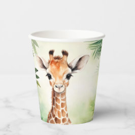 Schattige Giraffe Jungle Baby Shower Feest Mooie Papieren Bekers