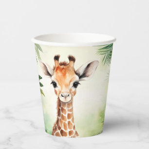 Schattige Giraffe Jungle Baby Shower Feest Mooie Papieren Bekers