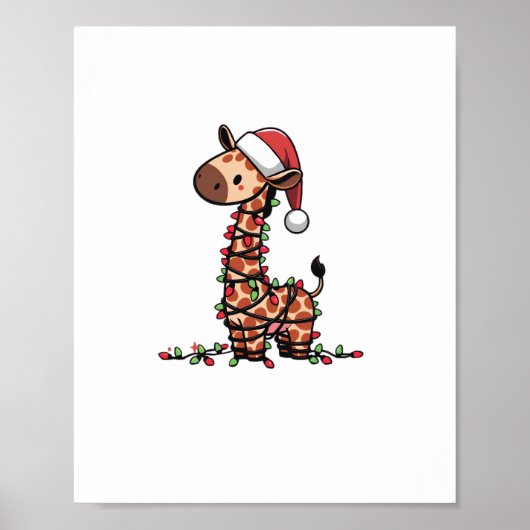 Schattige Giraffe Kerstboom Giraffe Liefhebbers   Poster (Voorkant)