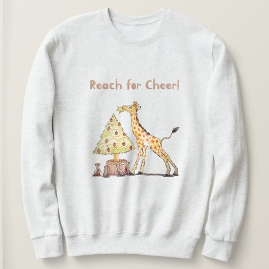 Schattige Giraffe Kerstmis – Handgetekende Kunst Trui (Design voorkant)