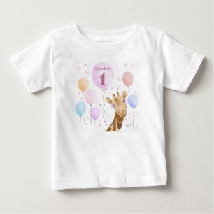 Schattige Giraffe Kleurrijke Ballon Meisje Verjaar