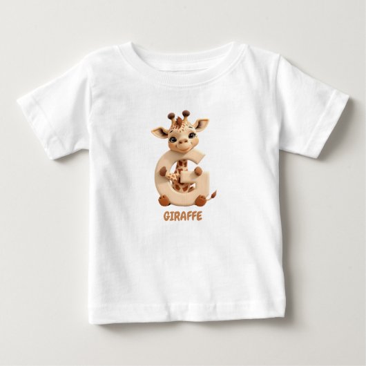 Schattige Giraffe Letter G Kinderen T-Shirt | Dier (Voorkant)