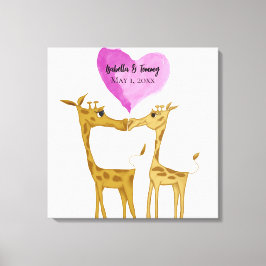 Schattige Giraffe Lovers Canvas Afdruk