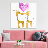 Schattige Giraffe Lovers Canvas Afdruk (Insitu (Woonkamer))