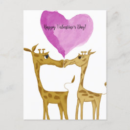 Schattige Giraffe Lovers Feestdagenkaart