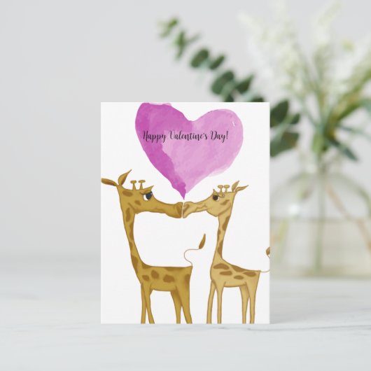 Schattige Giraffe Lovers Feestdagenkaart (Staand voorkant)