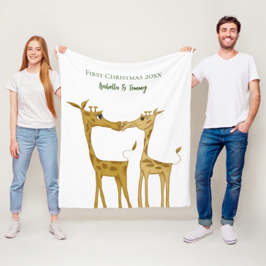 Schattige Giraffe Lovers Fleece Deken (In situ)