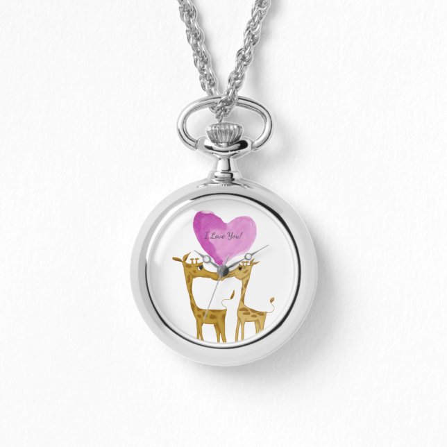 Schattige Giraffe Lovers Horloge (Voorkant)