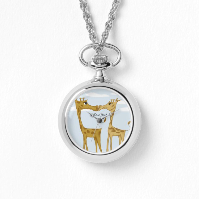 Schattige Giraffe Lovers Horloge (Voorkant)