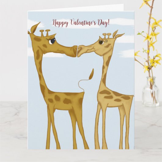 Schattige Giraffe Lovers Kaart (Gele Bloem)
