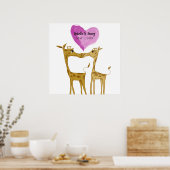 Schattige Giraffe Lovers Poster (Keuken)
