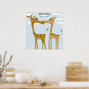 Schattige Giraffe Lovers Poster