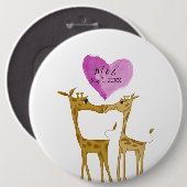 Schattige Giraffe Lovers Ronde Button 6,0 Cm (Voorkant /achterkant)