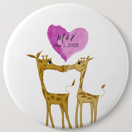 Schattige Giraffe Lovers Ronde Button 6,0 Cm