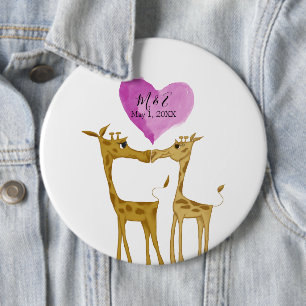 Schattige Giraffe Lovers Ronde Button 6,0 Cm