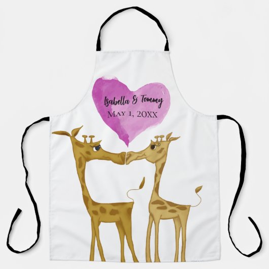 Schattige Giraffe Lovers Schort (Voorkant)