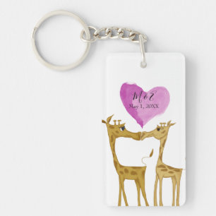 Schattige Giraffe Lovers Sleutelhanger