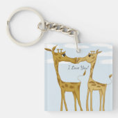 Schattige Giraffe Lovers Sleutelhanger (voorkant)