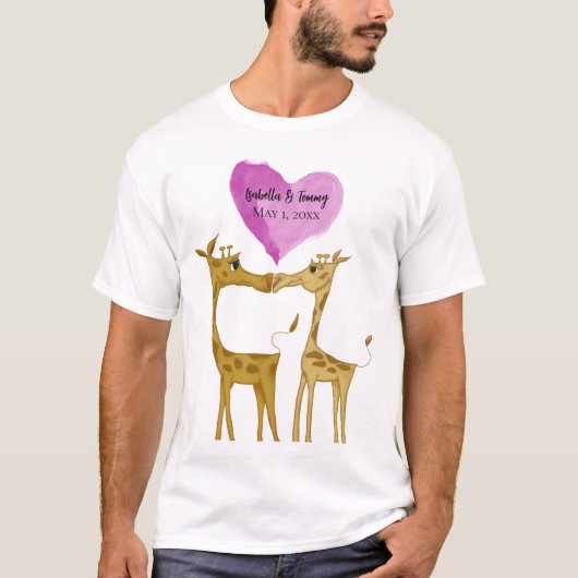 Schattige Giraffe Lovers T-shirt (Voorkant)