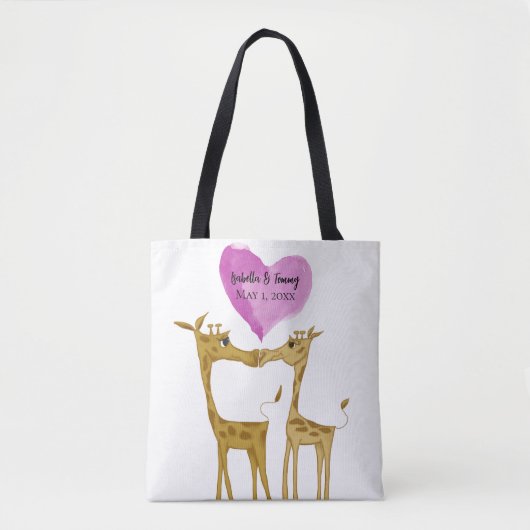 Schattige Giraffe Lovers Tote Bag (Voorkant)