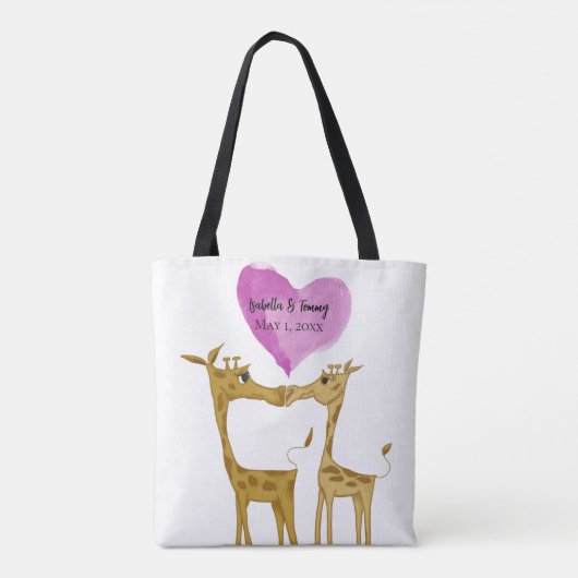 Schattige Giraffe Lovers Tote Bag (Achterkant)
