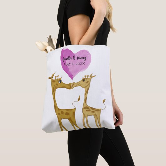 Schattige Giraffe Lovers Tote Bag (Dichtbij)
