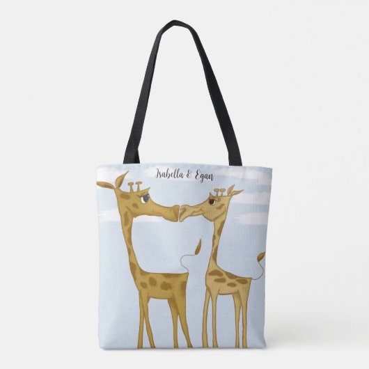 Schattige Giraffe Lovers Tote Bag (Achterkant)