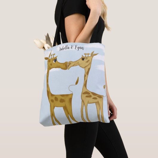 Schattige Giraffe Lovers Tote Bag (Dichtbij)