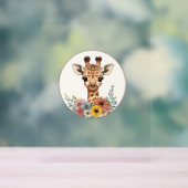 Schattige Giraffe met bloemen Acryl Bord (Neutraal)
