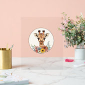 Schattige Giraffe met bloemen Acryl Bord (Huwelijk)
