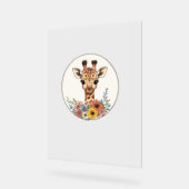 Schattige Giraffe met bloemen Acryl Bord (Hoek)