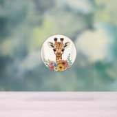 Schattige Giraffe met bloemen Acryl Bord (Neutraal)