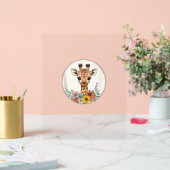 Schattige Giraffe met bloemen Acryl Bord (Huwelijk)