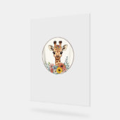 Schattige Giraffe met bloemen Acryl Bord (Hoek)