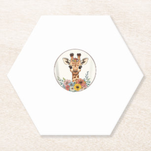Schattige Giraffe met bloemen Kartonnen Onderzetters