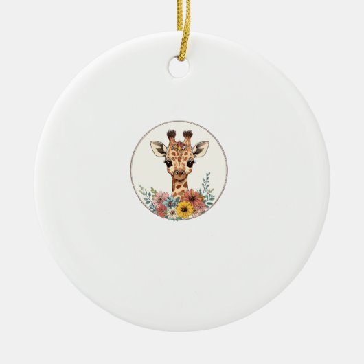 Schattige Giraffe met bloemen Keramisch Ornament (Voorkant)