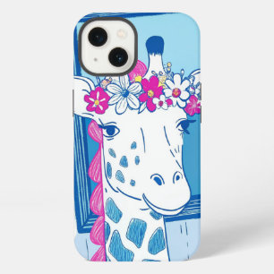 Schattige giraffe met bloemen pop art  iPhone 13 hoesje