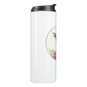Schattige Giraffe met bloemen Thermosbeker (Gedraaid links)