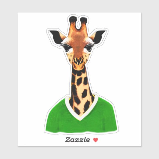 Schattige Giraffe met een Groene Trui Sticker (Vel)