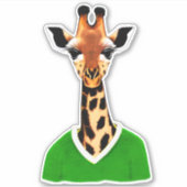 Schattige Giraffe met een Groene Trui Sticker (Voorkant)