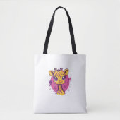 Schattige Giraffe met harten Cartoon Liefde Tote Bag (Voorkant)