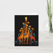 Schattige Giraffe Met Kerstboom Hoed Bloemige Gira Kaart (Voorkant)